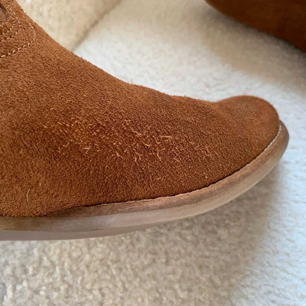 Dingo Tumbleweed Pull On Round Toe Cowboy Booties Ankle Boot Whiskey Brown Suede - Picture 6 of 11